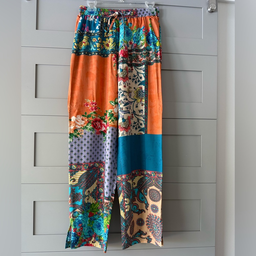 Sundance Wide Leg Pants in Orange and Blue